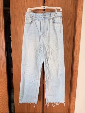 Light Blue Straight-Leg Women's Jeans with Drawstring Waist